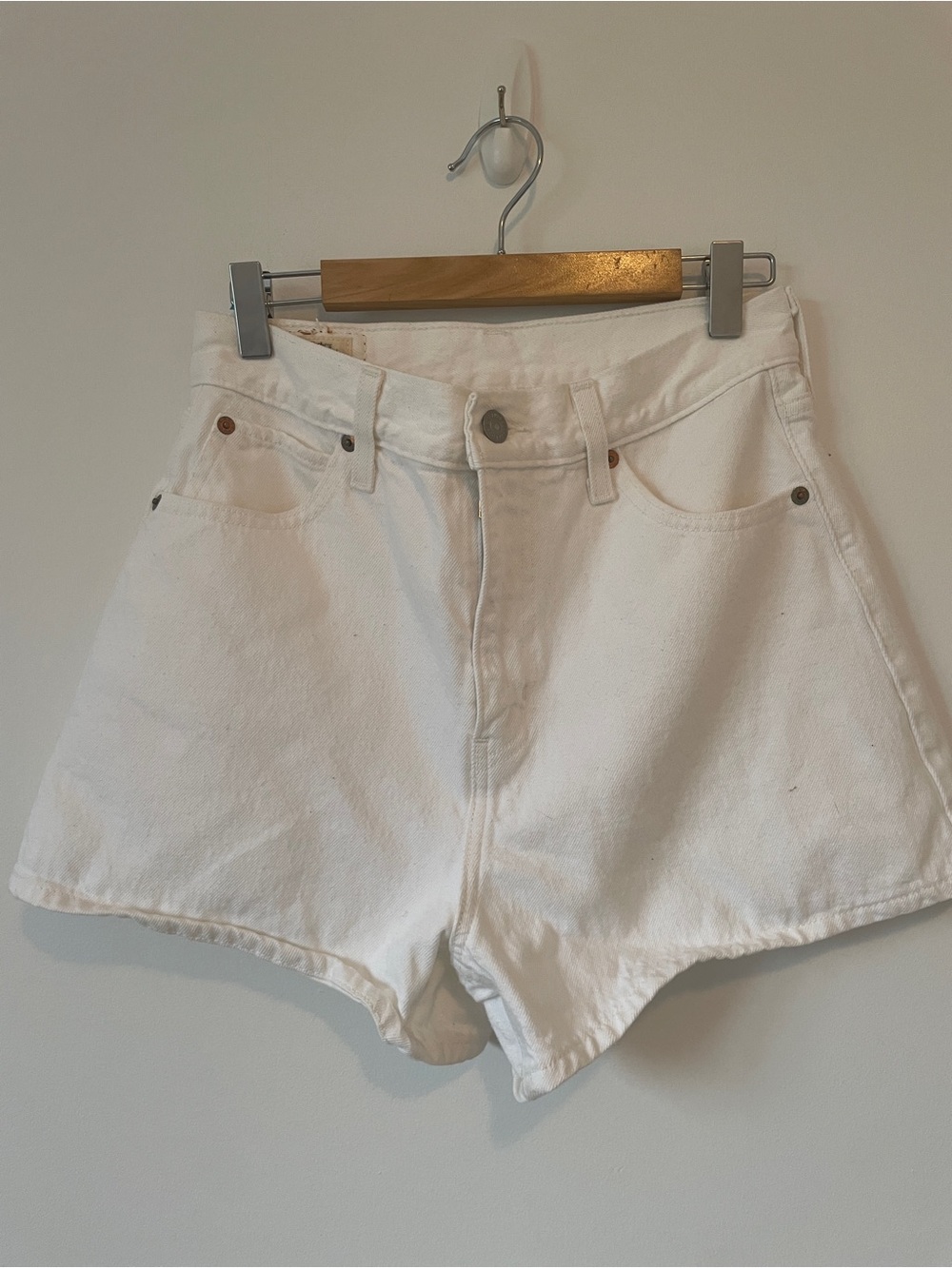 Levi's White High-Rise Denim Shorts